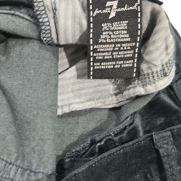 7 FOR ALL MANKIND SFAM Velour Velvet Dark Teal Ankle Cropped Stretchy Skinny Jea - Picture 4 of 8